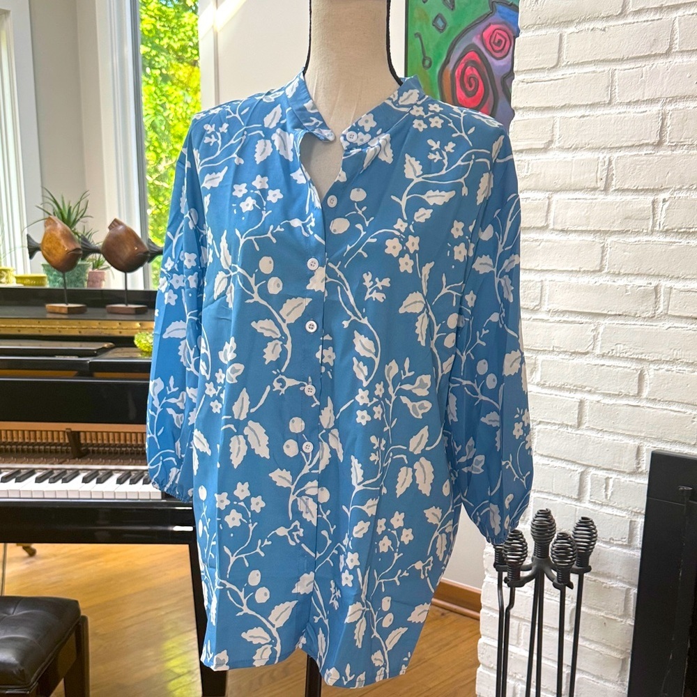 Blue Floral Women's Top